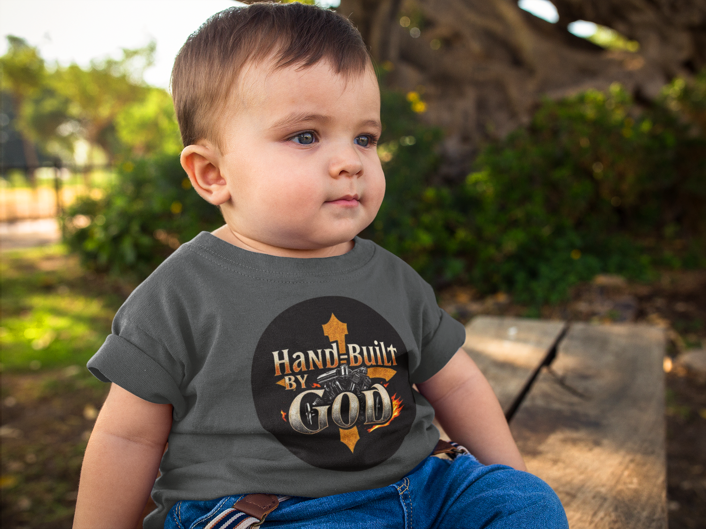 “Hand Built By God” Infant Boys Christian T-Shirt – Faith-Inspired Baby Tee