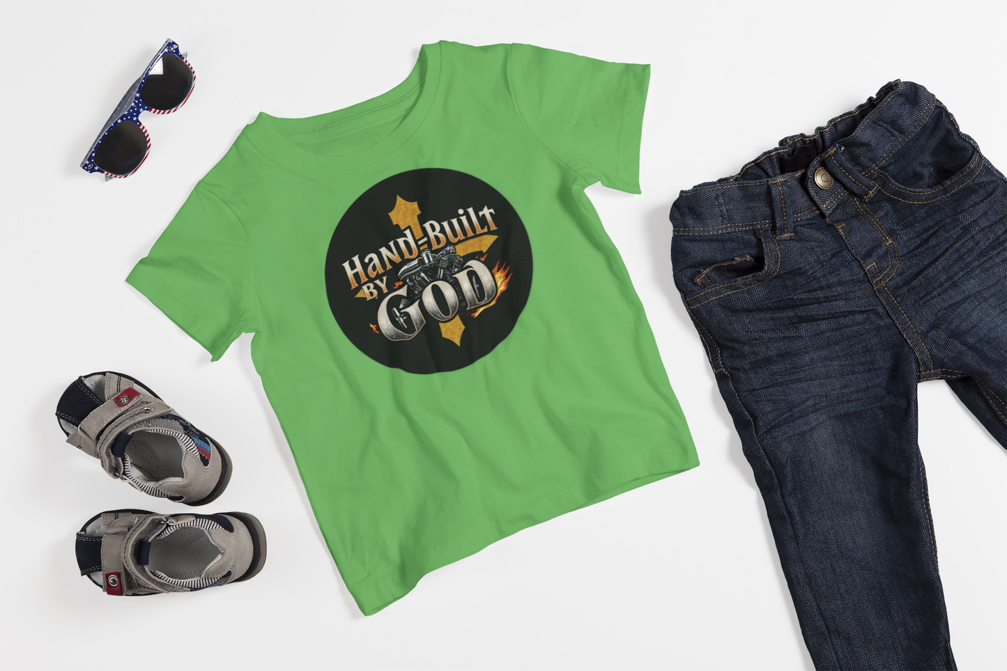 Toddler Boys “Hand Built By God” Christian T-Shirt – Bold Faith Tee for Little Boys
