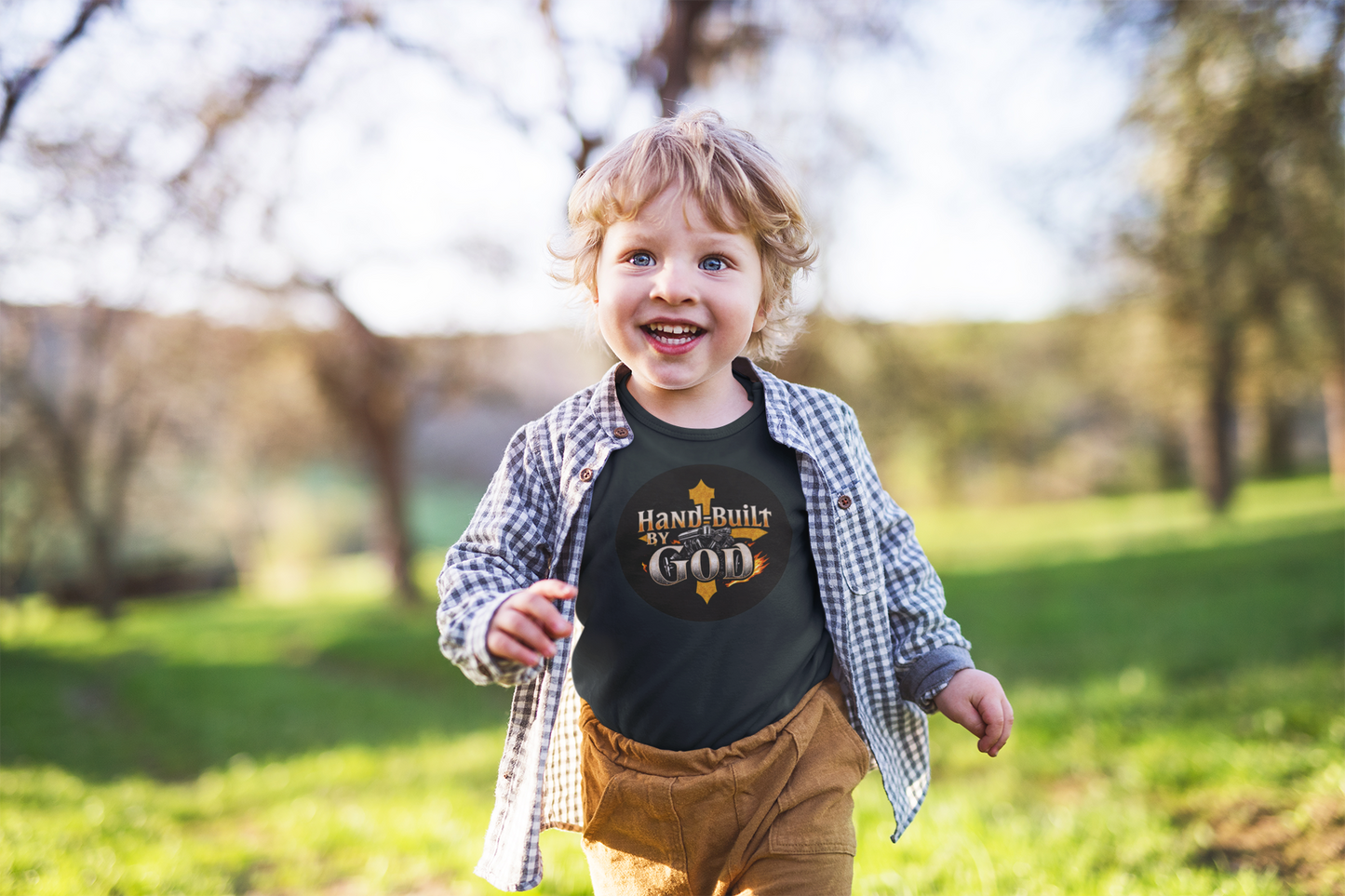 Toddler Boys “Hand Built By God” Christian T-Shirt – Bold Faith Tee for Little Boys