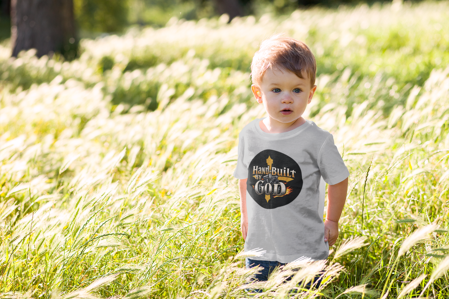 Toddler Boys “Hand Built By God” Christian T-Shirt – Bold Faith Tee for Little Boys