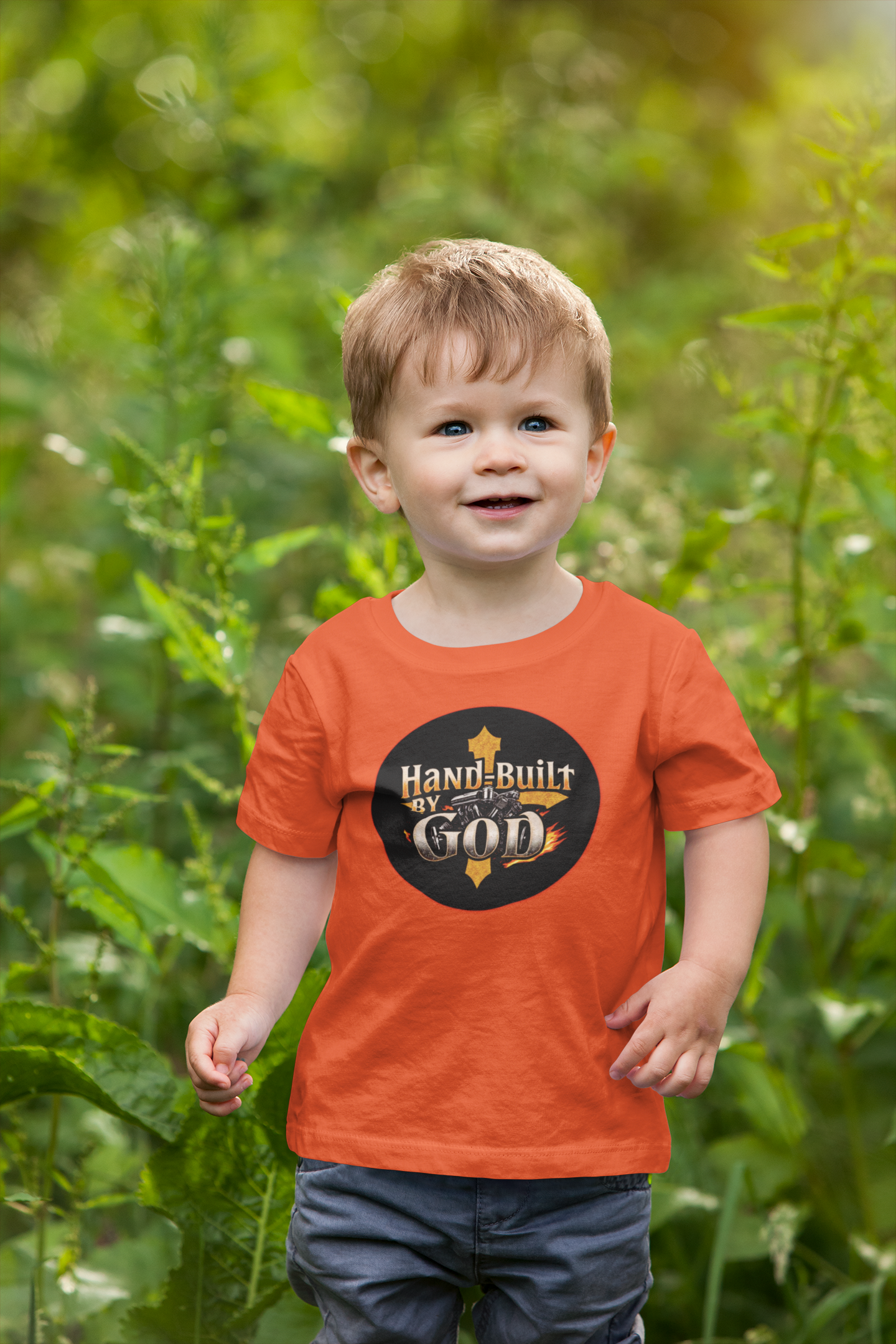 Toddler Boys “Hand Built By God” Christian T-Shirt – Bold Faith Tee for Little Boys