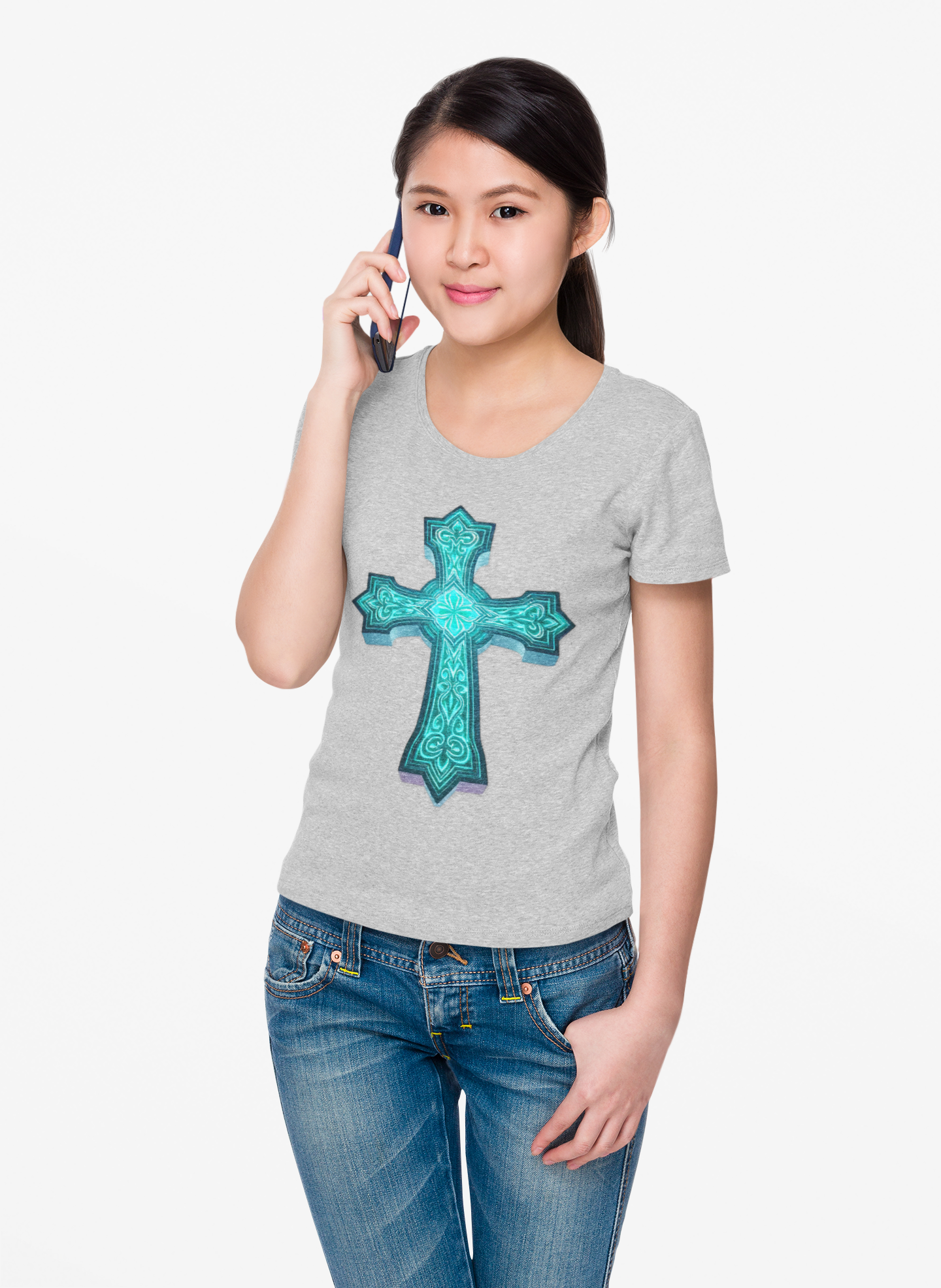 Women’s Light Within Fitted Tee – Luminous Cross Design