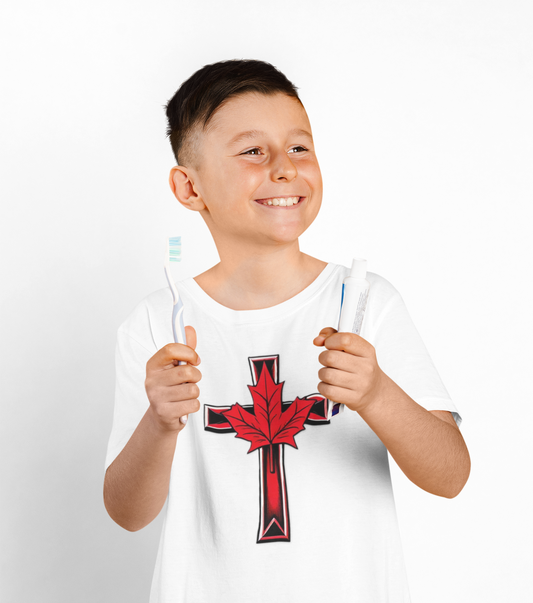 True North in Christ – Softstyle Tee with Cross & Maple Leaf