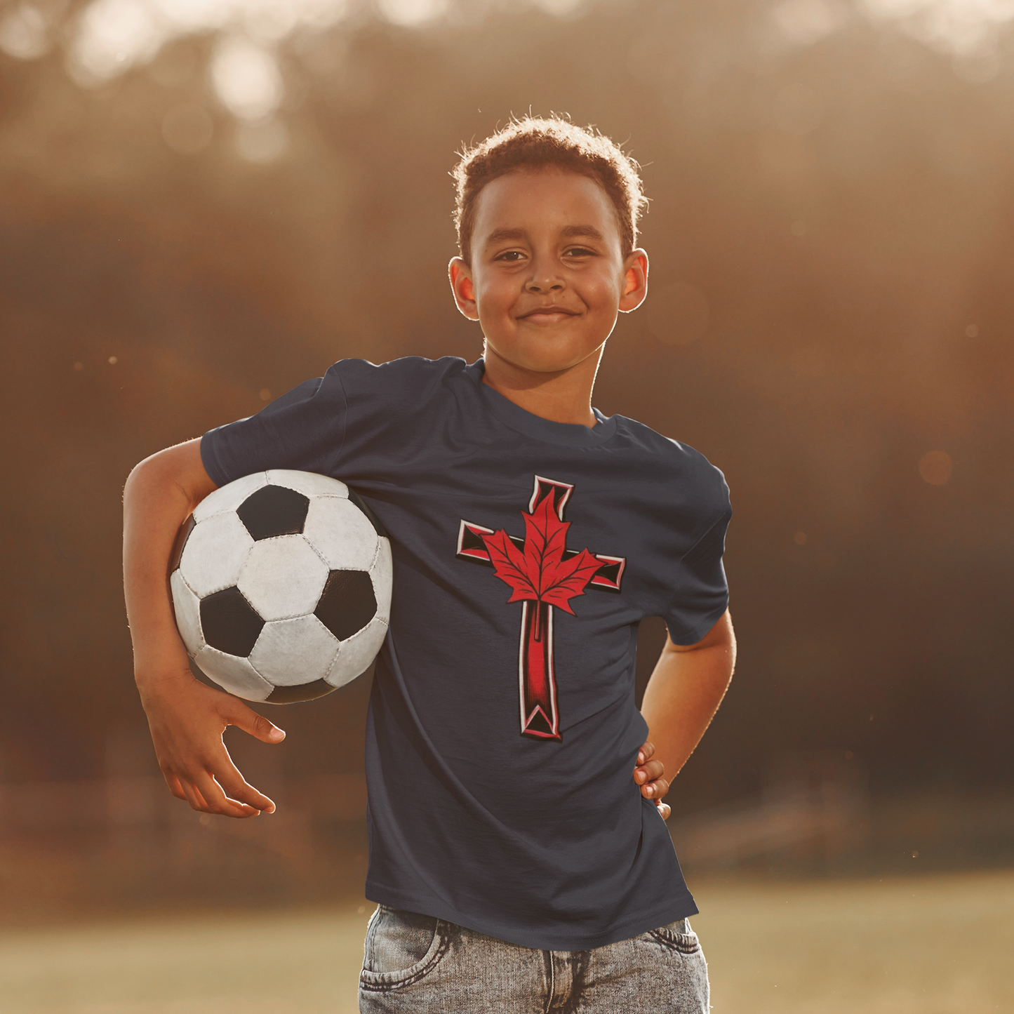 True North in Christ – Softstyle Tee with Cross & Maple Leaf