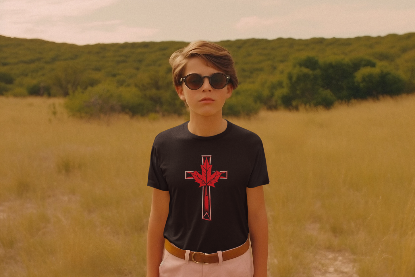 True North in Christ – Softstyle Tee with Cross & Maple Leaf