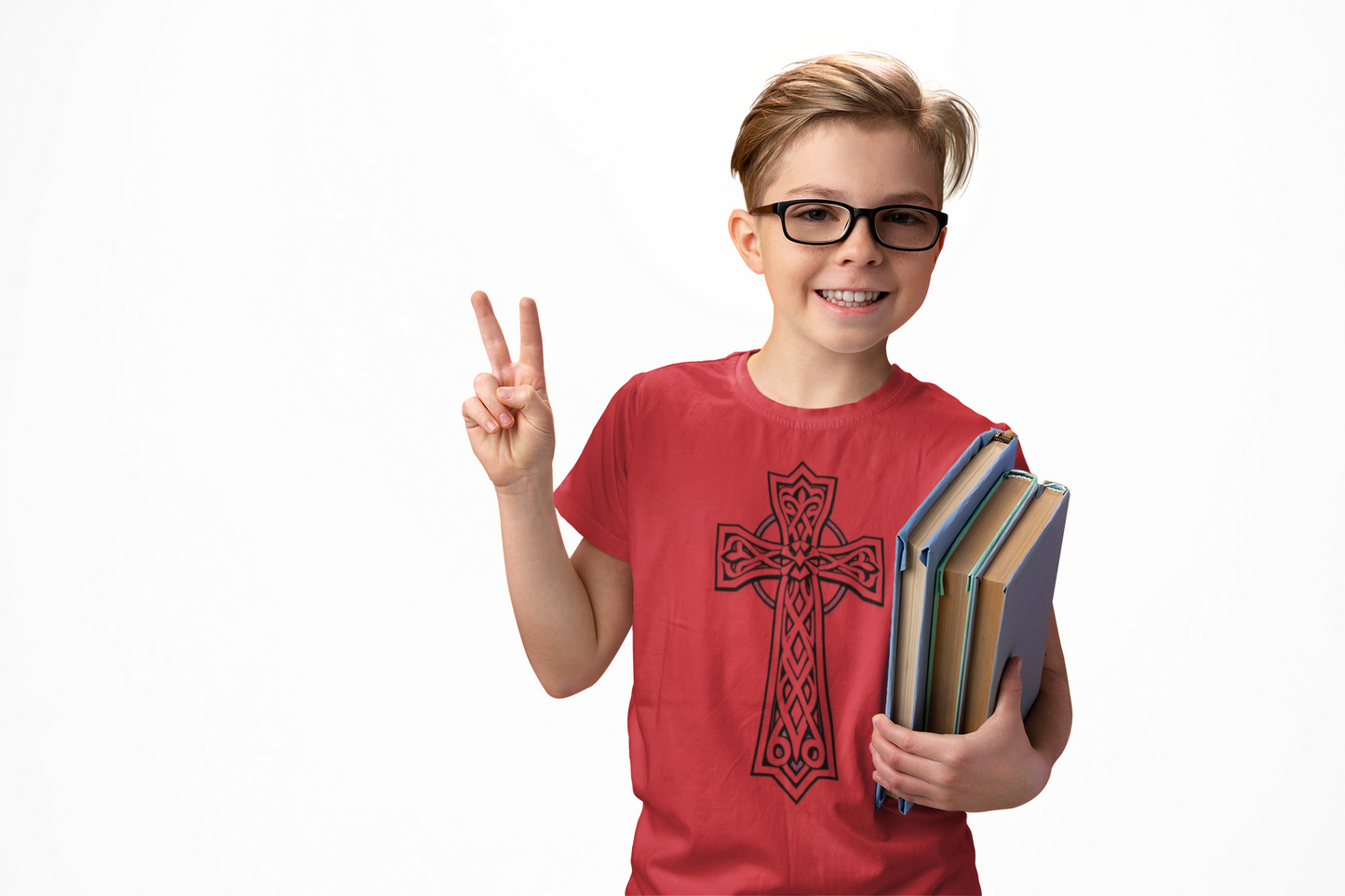 Boys' Heavy Cotton Celtic Cross T-Shirt – Bold Faith & Lasting Strength