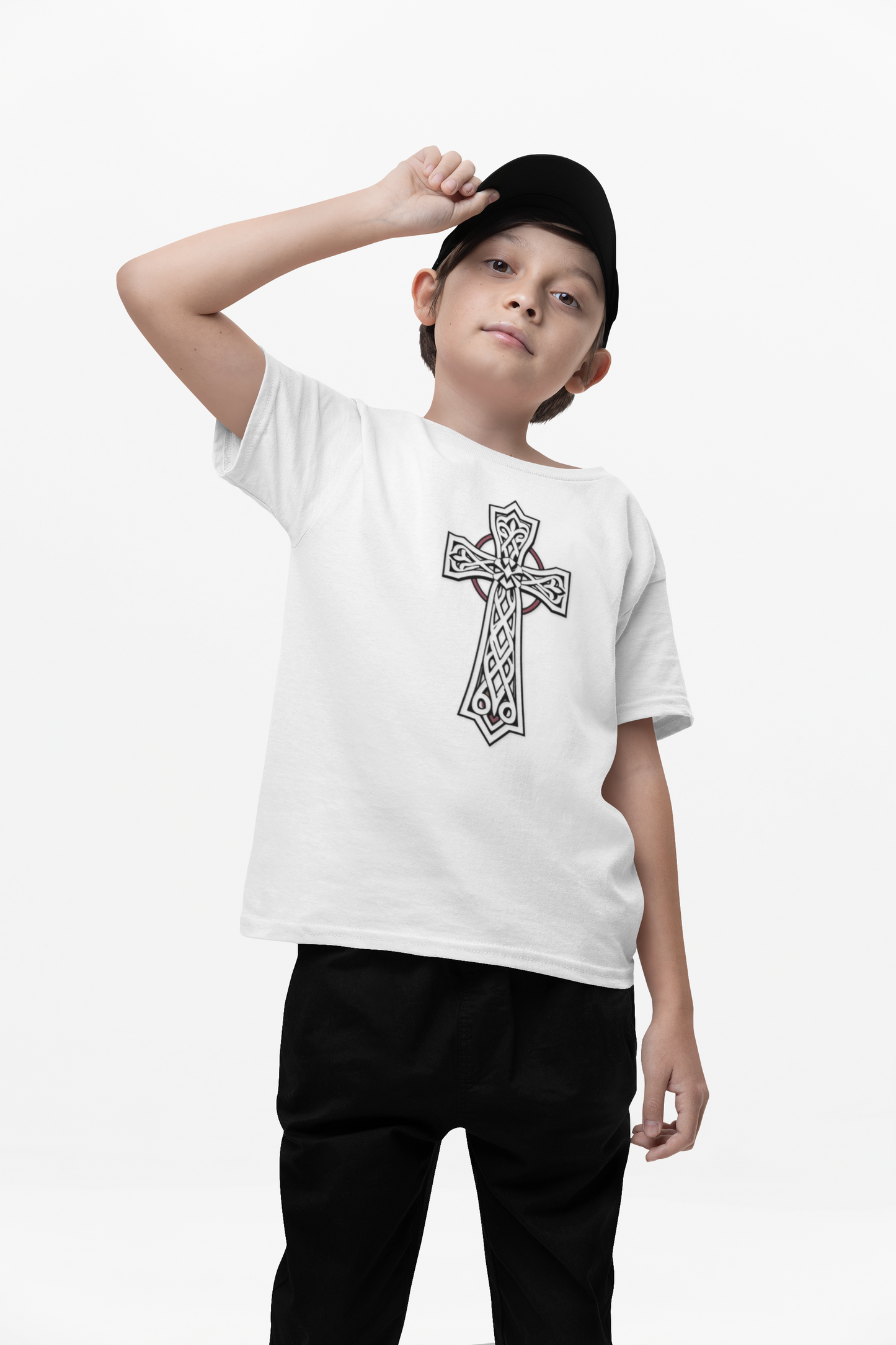 Boys' Heavy Cotton Celtic Cross T-Shirt – Bold Faith & Lasting Strength