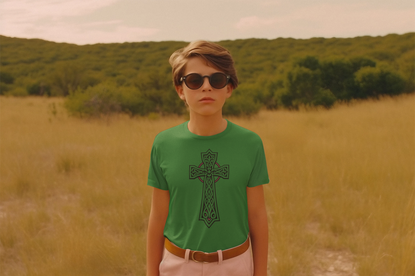 Boys' Heavy Cotton Celtic Cross T-Shirt – Bold Faith & Lasting Strength