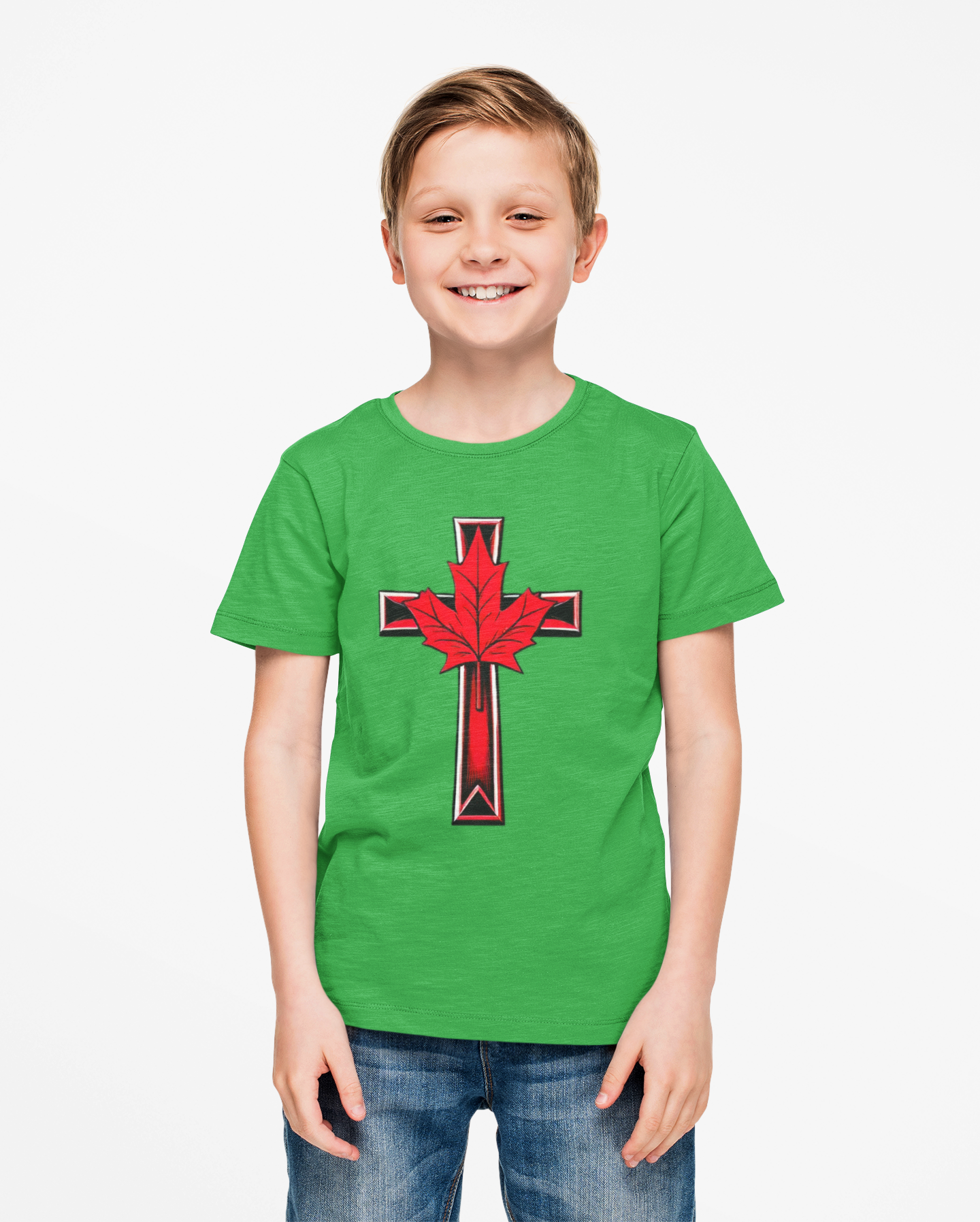Faith & Freedom Roots – Heavy Cotton Cross & Maple Leaf Tee