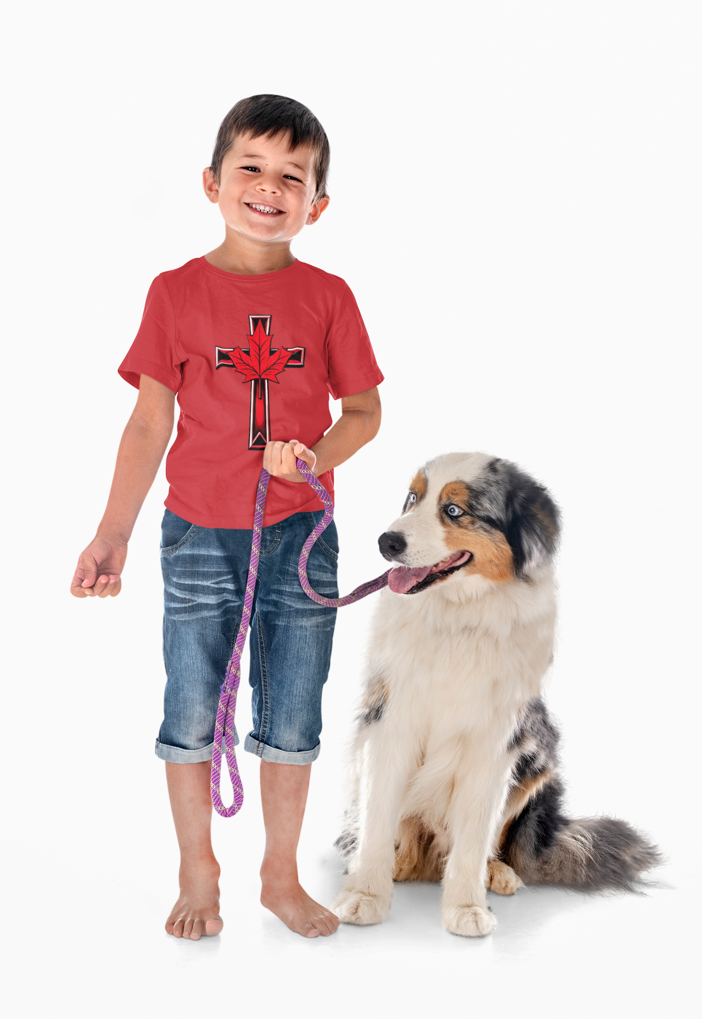 Faith & Freedom Roots – Heavy Cotton Cross & Maple Leaf Tee