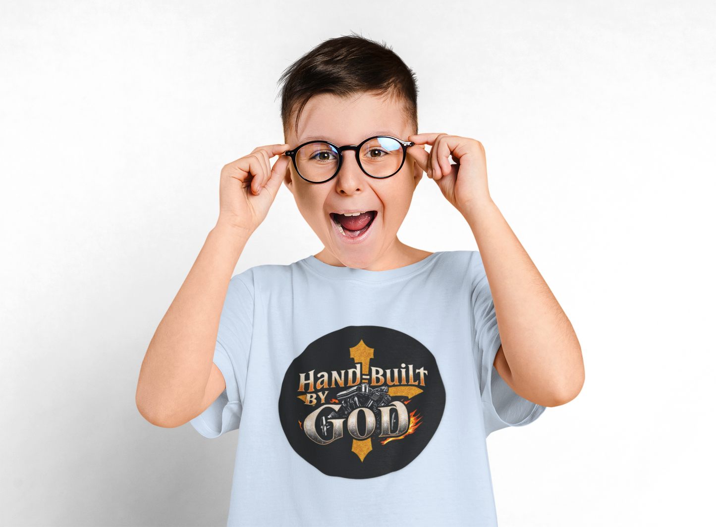 Hand Built By God – Rugged Faith Engine Tee (Heavy Cotton)