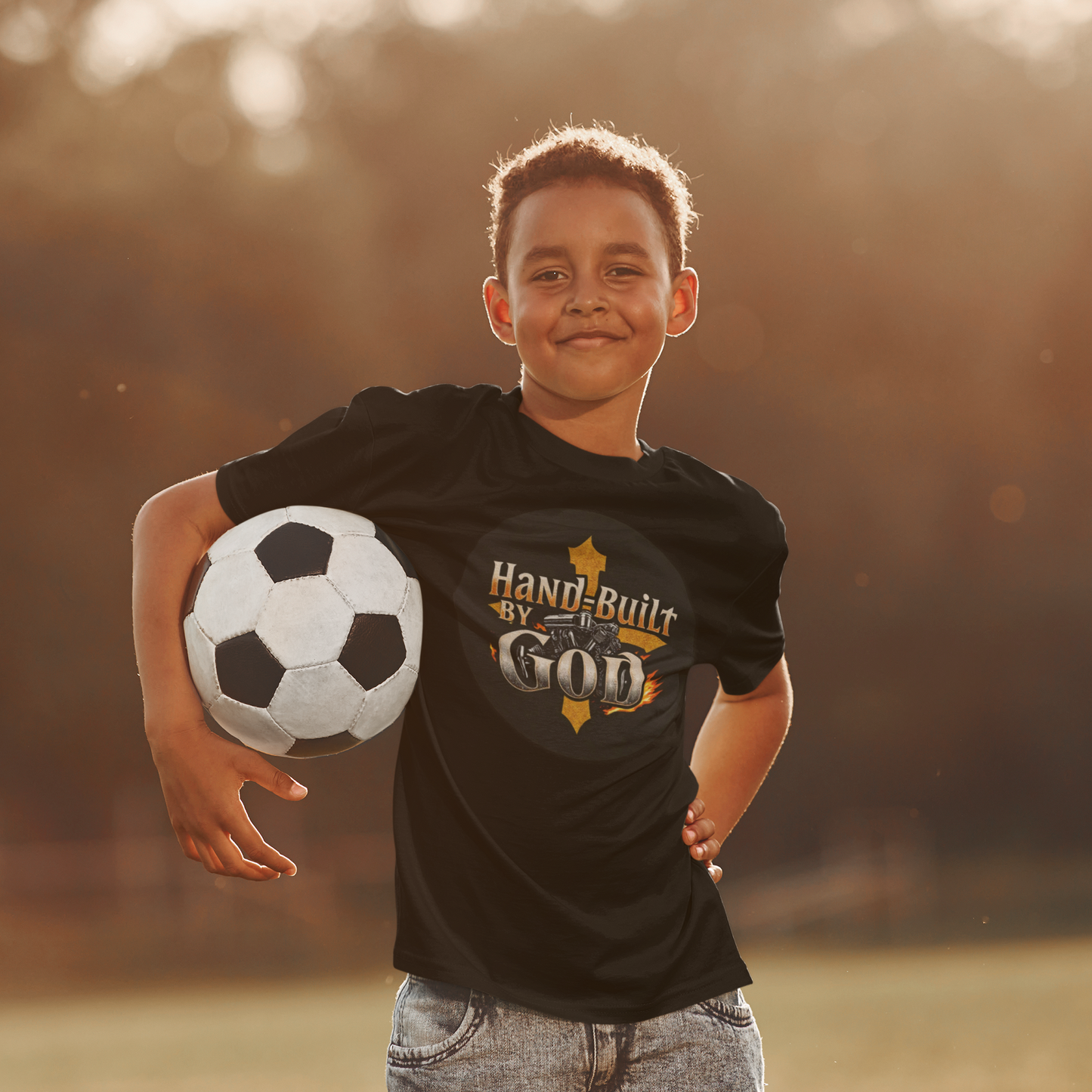 Hand Built By God – Rugged Faith Engine Tee (Heavy Cotton)