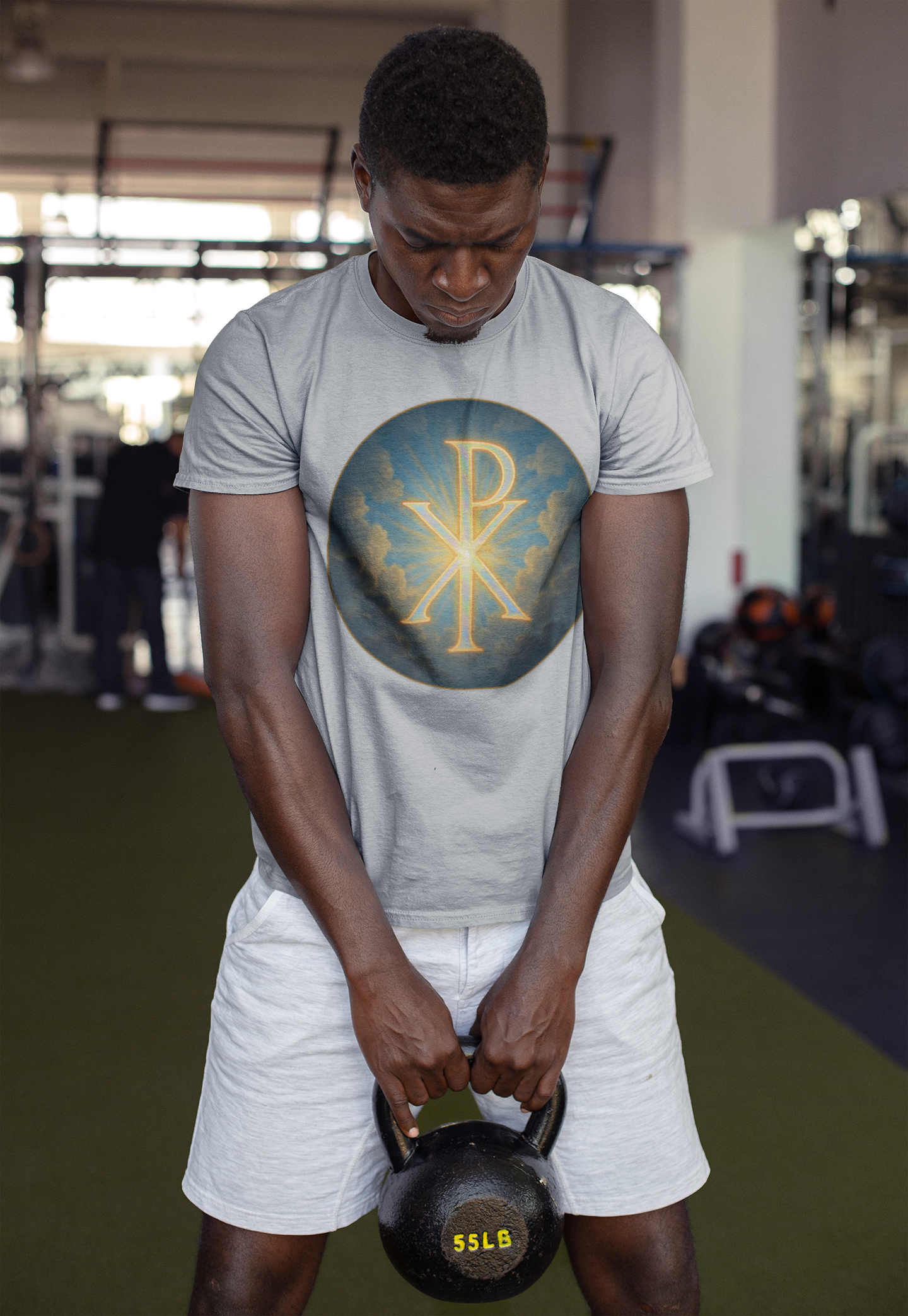 Men’s Christian T-Shirt with Chi Rho – Historic Symbol of Christ Tee