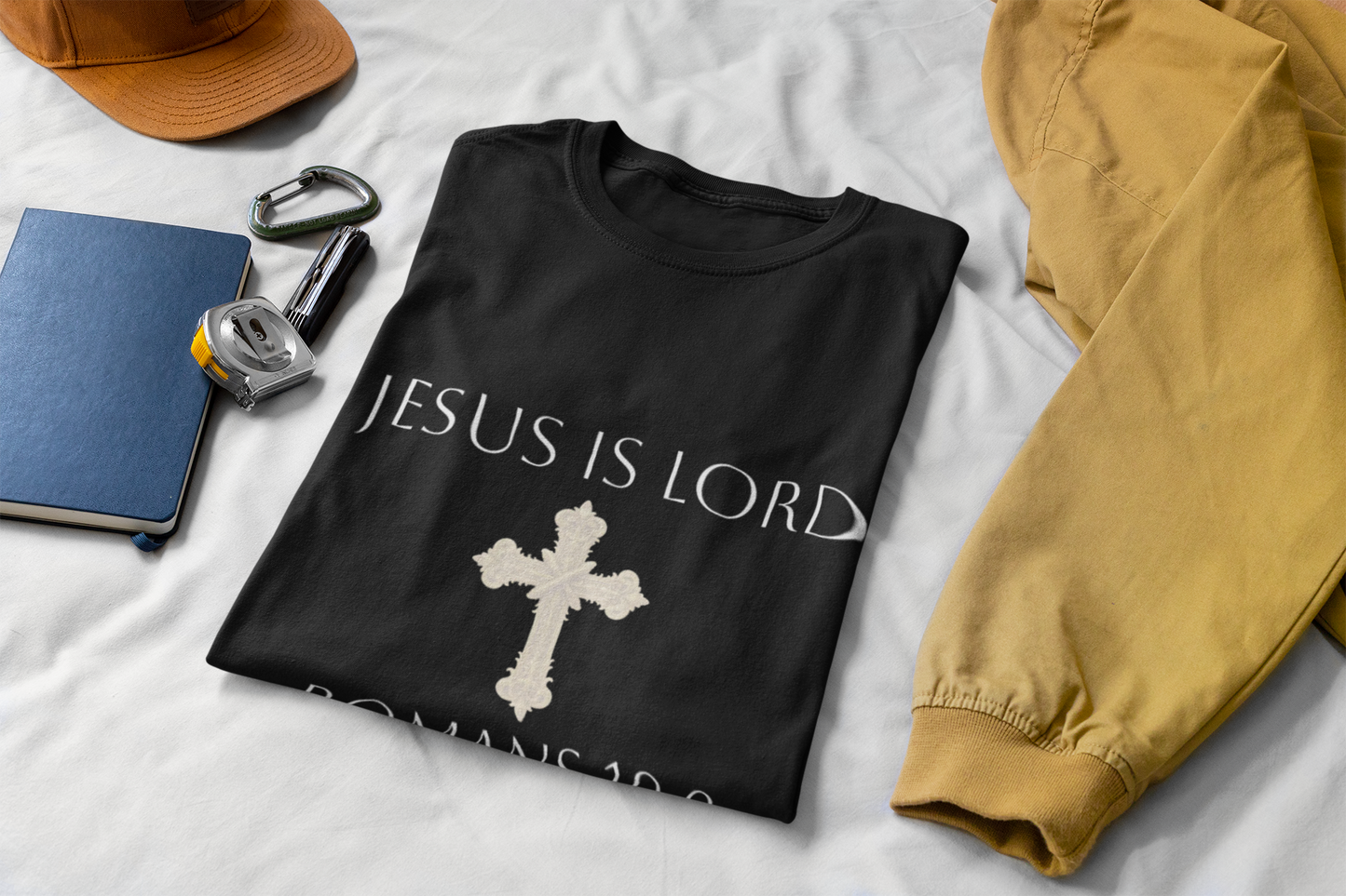 Gracefully Bold – Women’s Softstyle Jesus Is Lord Tee (Romans 10:9) (White Lettering)