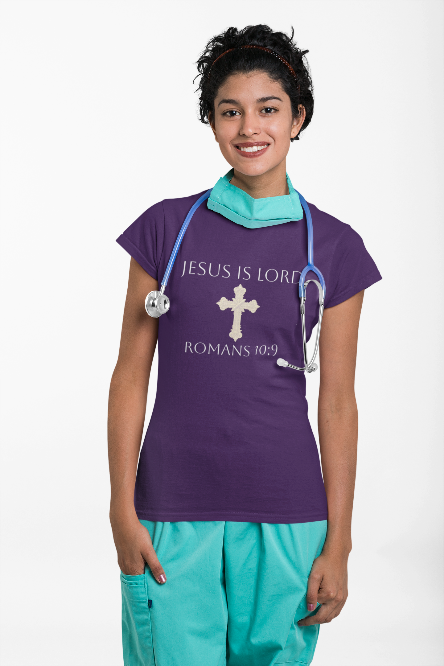 Gracefully Bold – Women’s Softstyle Jesus Is Lord Tee (Romans 10:9) (White Lettering)