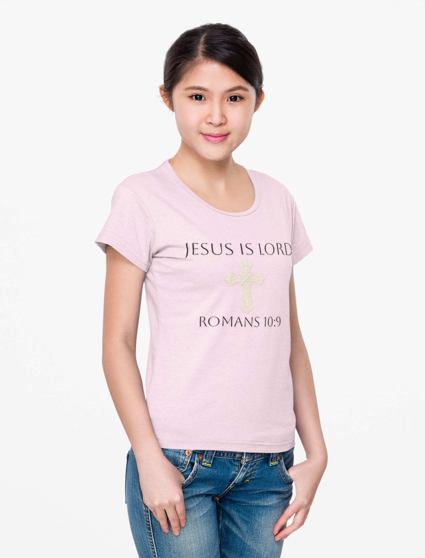 Saved & Sure – Women’s Softstyle Faith Tee (Romans 10:9) (Dark Lettering)