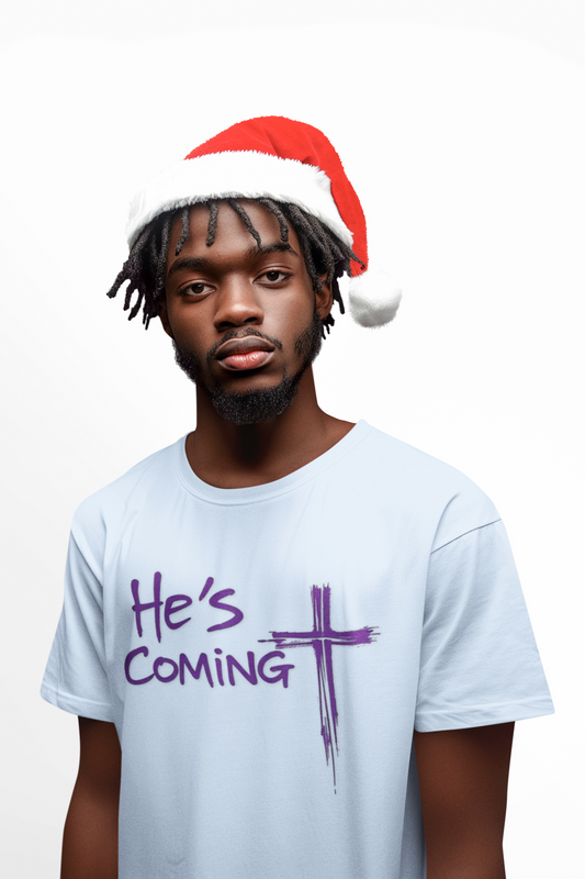 The King Is Coming – Men’s Christian T-Shirt with Cross Emblem