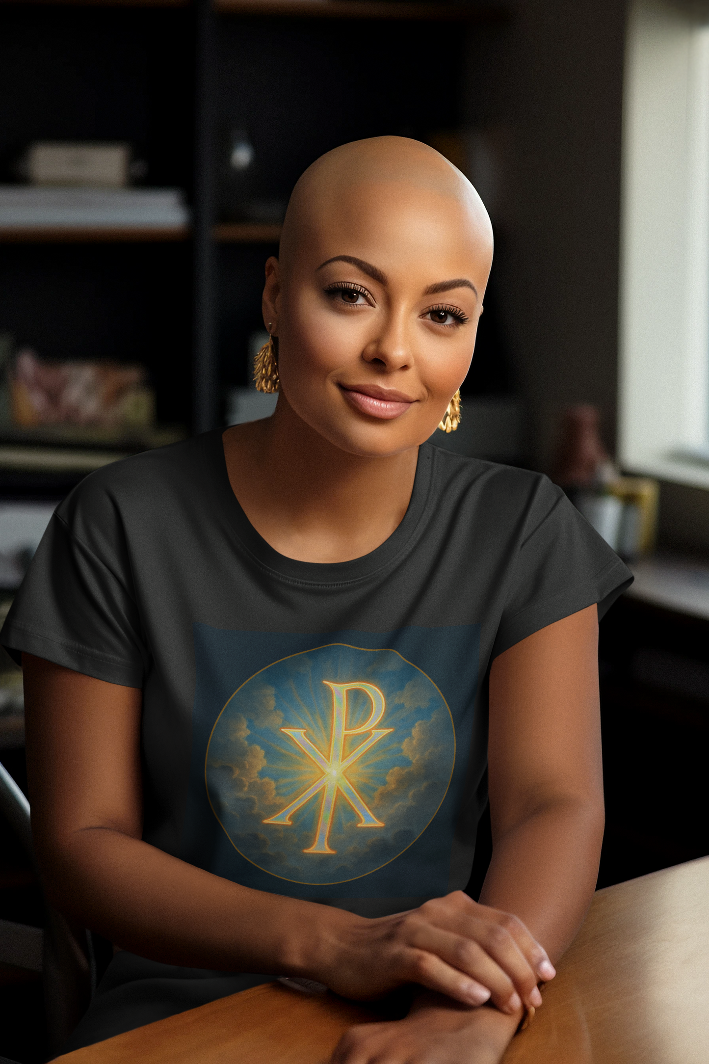 Marked by Majesty – Women’s Tee with Bold Chi Rho Emblem