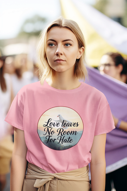 Love Leaves No Room for Hate – Women’s Softstyle Tee of Grace & Compassion