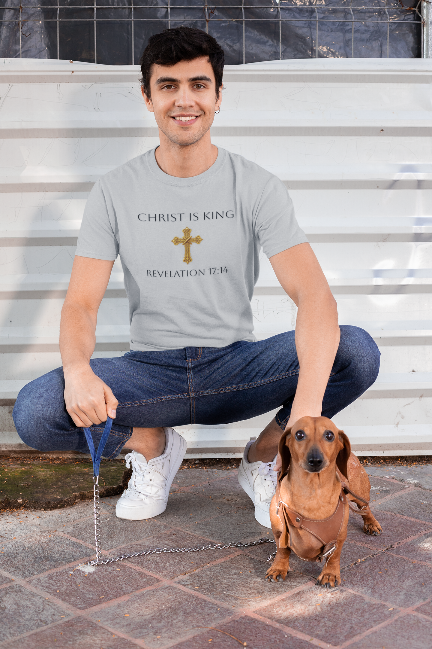 Victory of the Lamb Men’s Christian Tee – Christ is King (Revelation 17:14) (Dark Lettering)