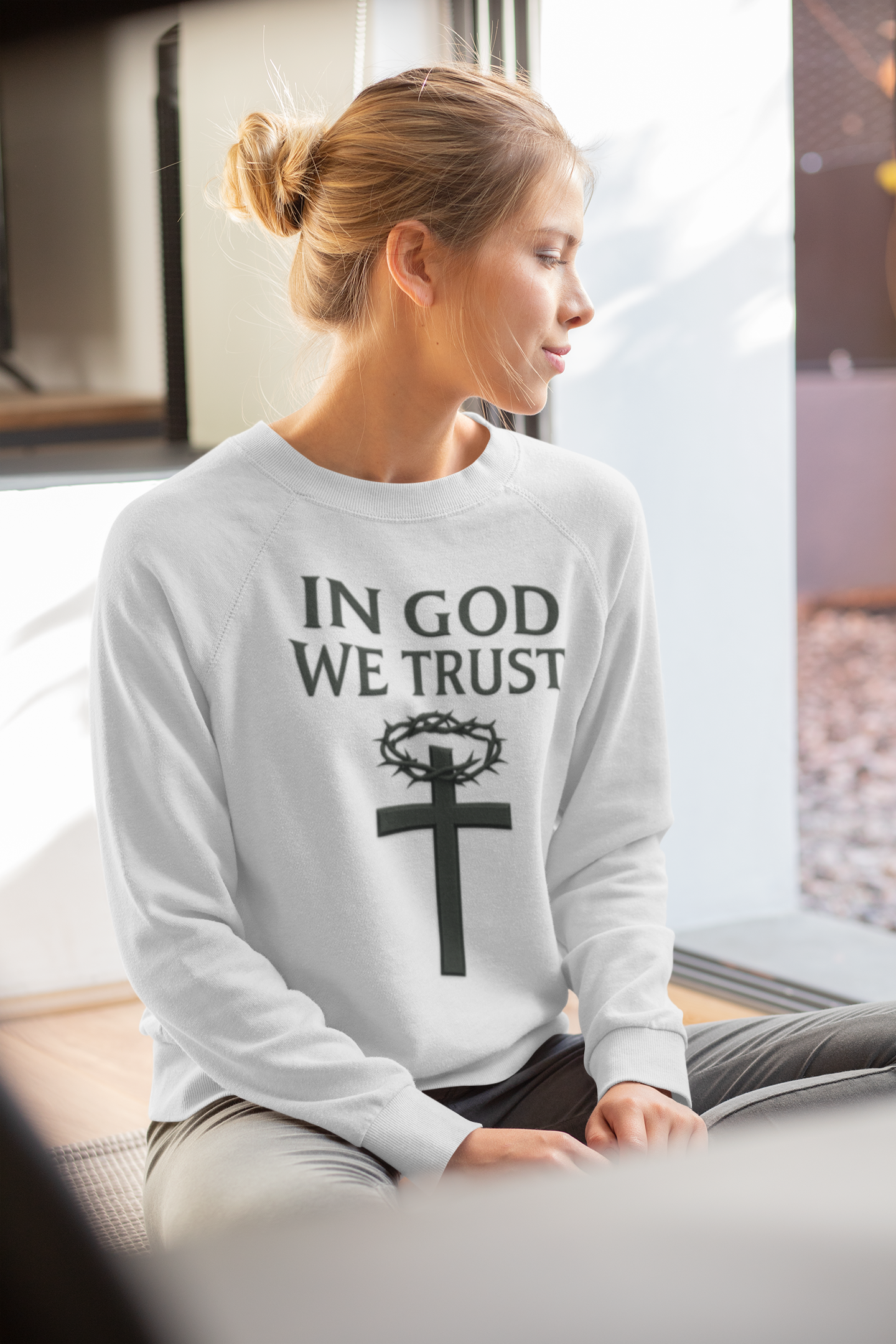 Fearless Faith – In God We Trust Women’s Christian Sweatshirt