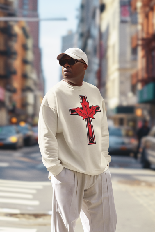 North of the Cross – Men’s Christian Sweatshirt with Maple Leaf Design
