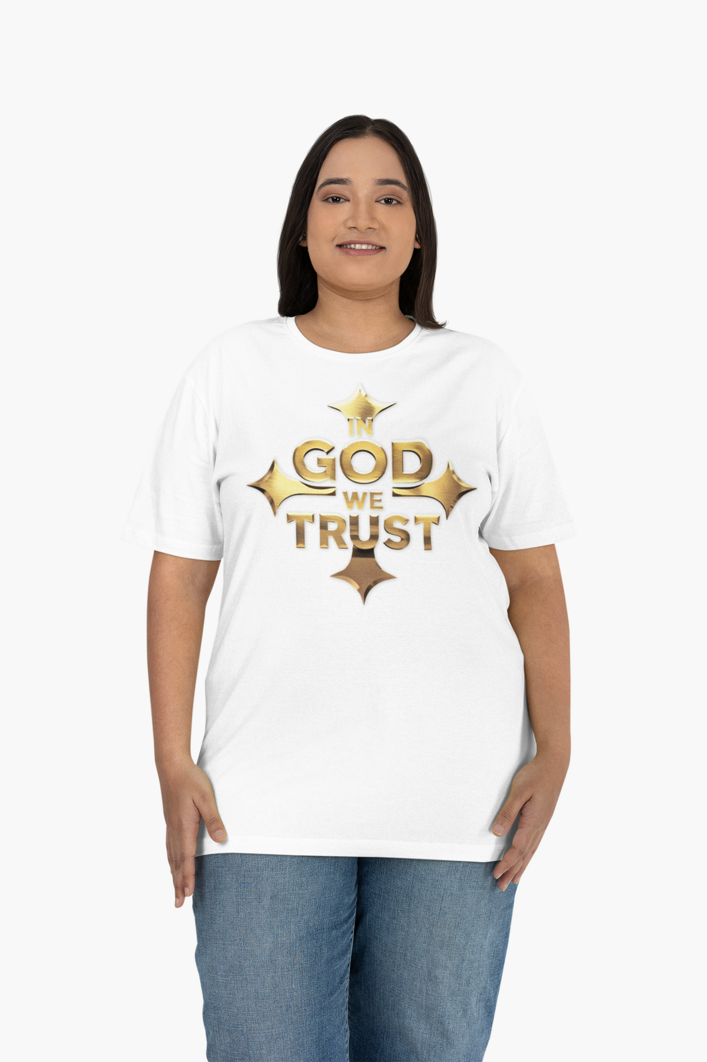 Grace & Glory – Women’s “In God We Trust” Cross Tee