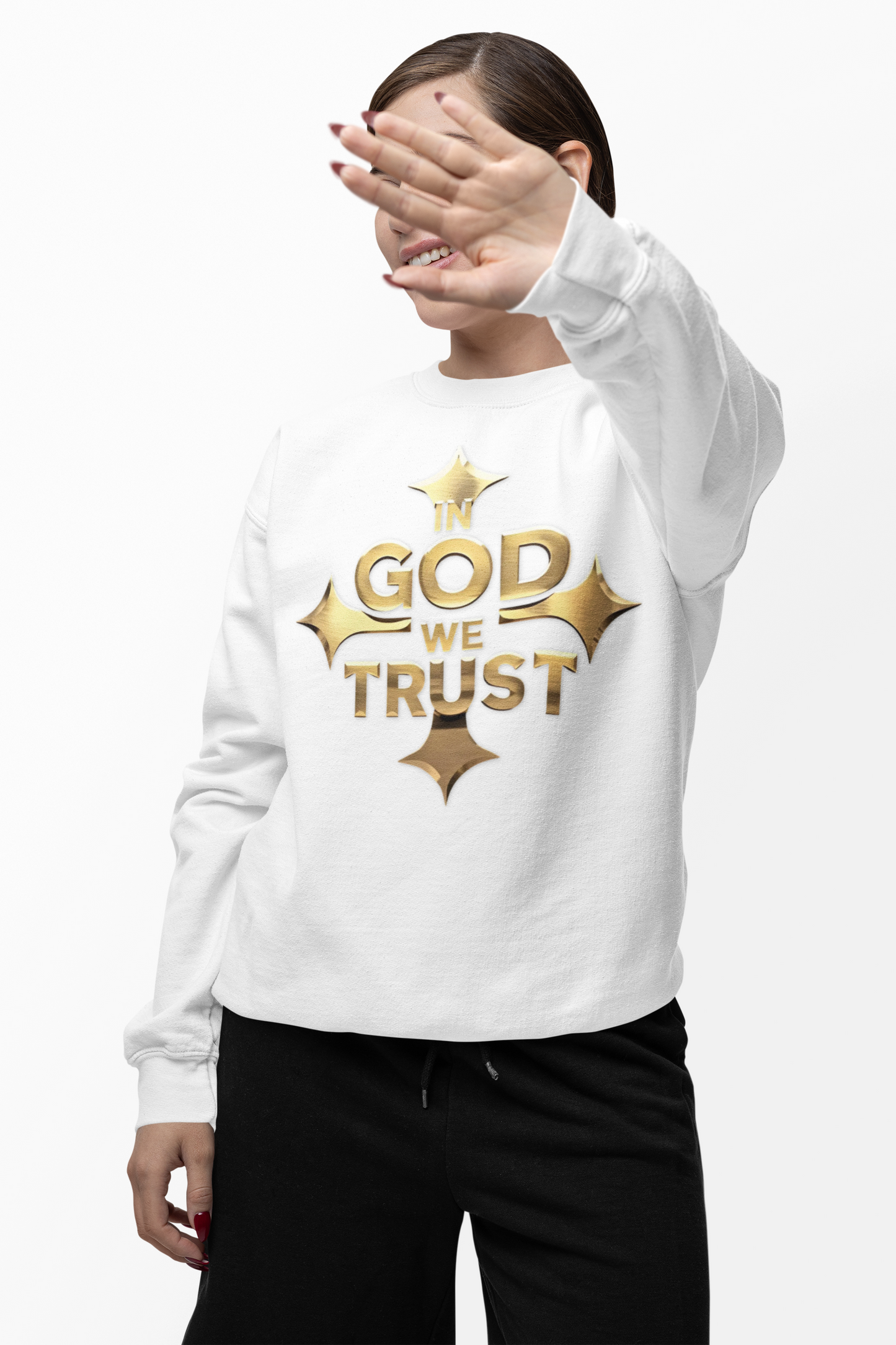 Golden Grace – “In God We Trust” Christian Women’s Sweatshirt