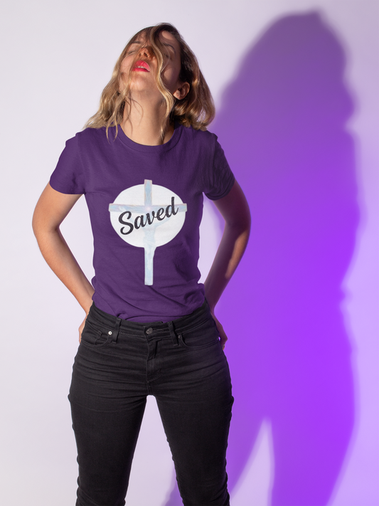 Redeemed & Saved – Women’s Christian Cross T-Shirt