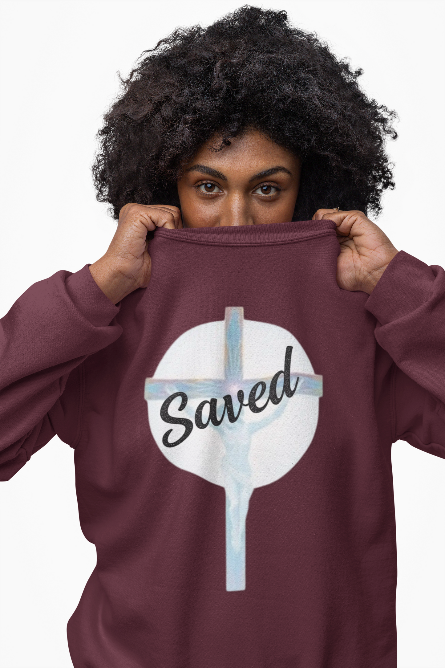 Grace Worn Bold – Women’s “Saved” Cross Sweatshirt