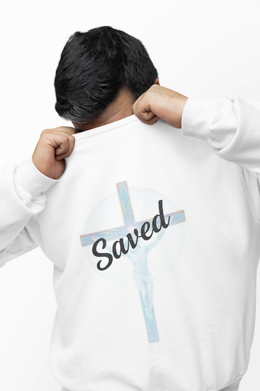 Anchored in Salvation – Men’s “Saved” Christian Sweatshirt
