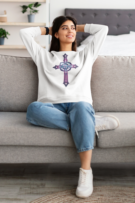 Women’s Modern Cross Sweatshirt – Elegant & Faithful Christian Apparel