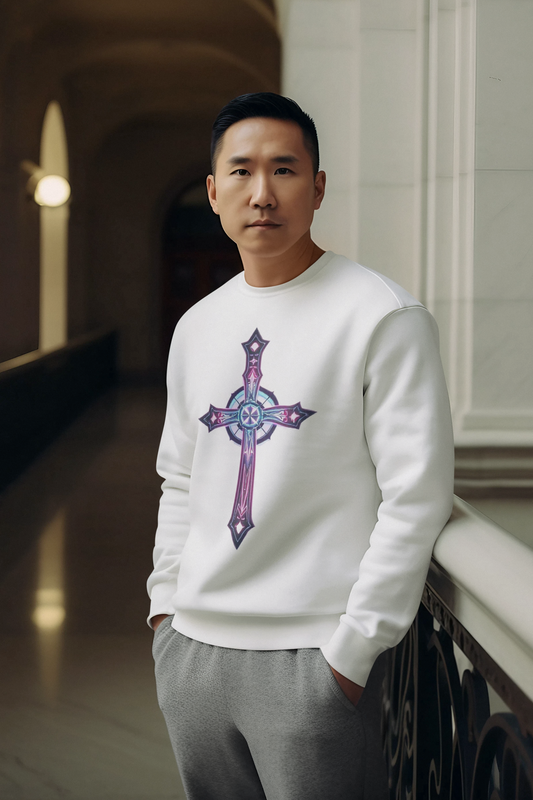 Men’s Christian Sweatshirt – Modern Cross Design for Bold Faith