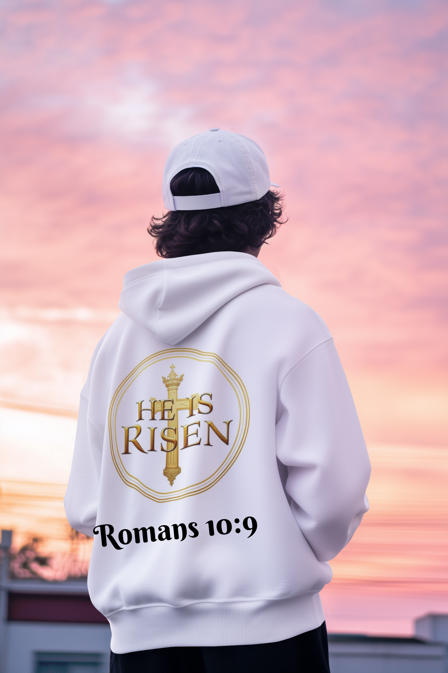 He Is Risen Christian Hoodie – Men’s Bold Faith Streetwear (Dark Lettering)