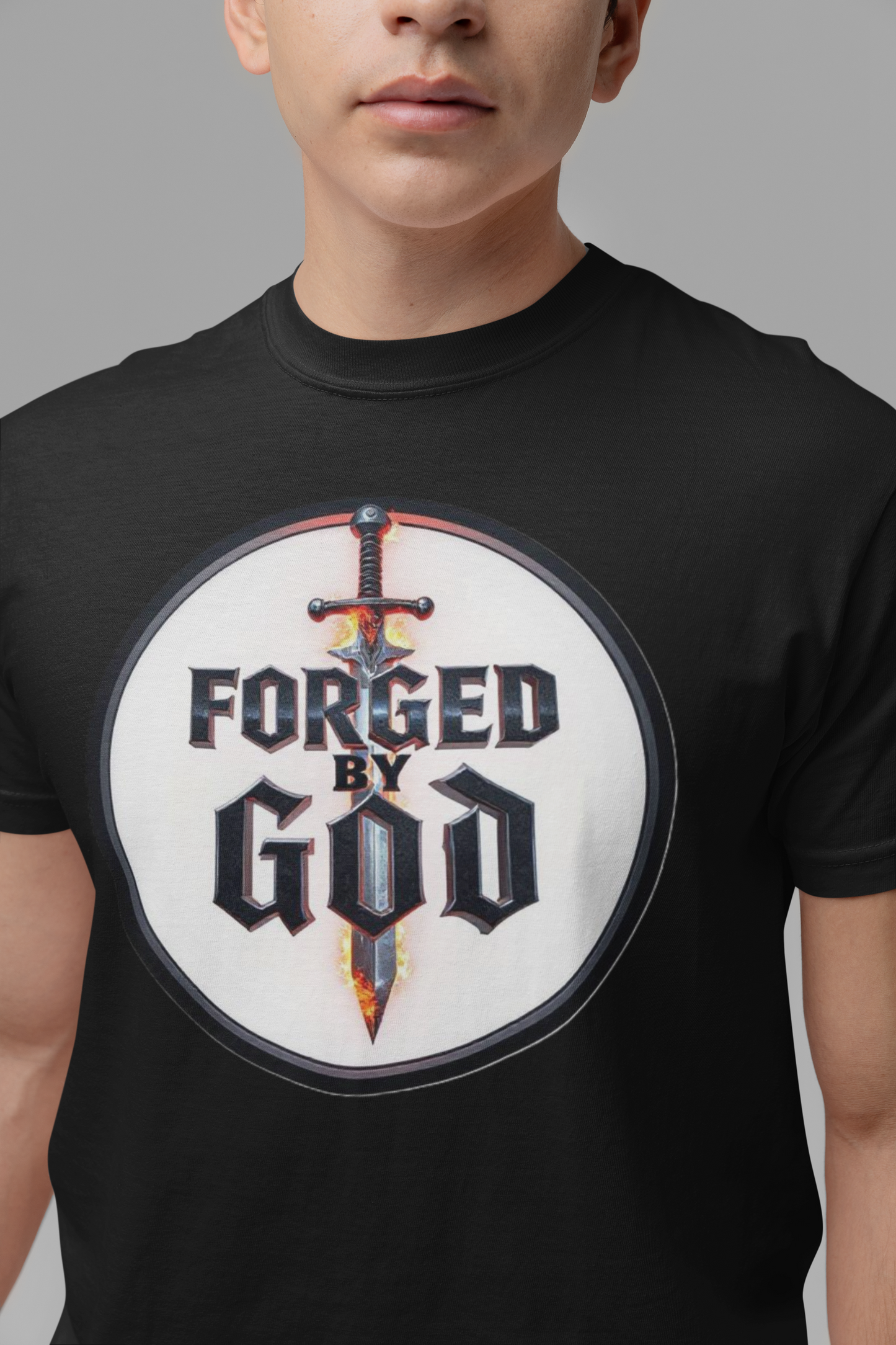 Forged by God Men’s Christian T-Shirt – Strength in Faith Apparel
