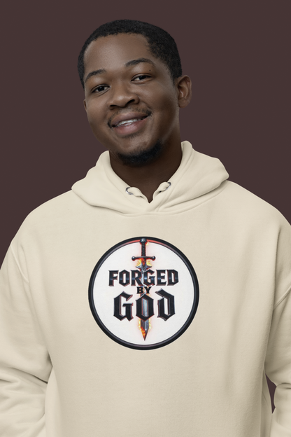 Forged by God Men’s Christian Hoodie – Strength & Faith Sweatshirt