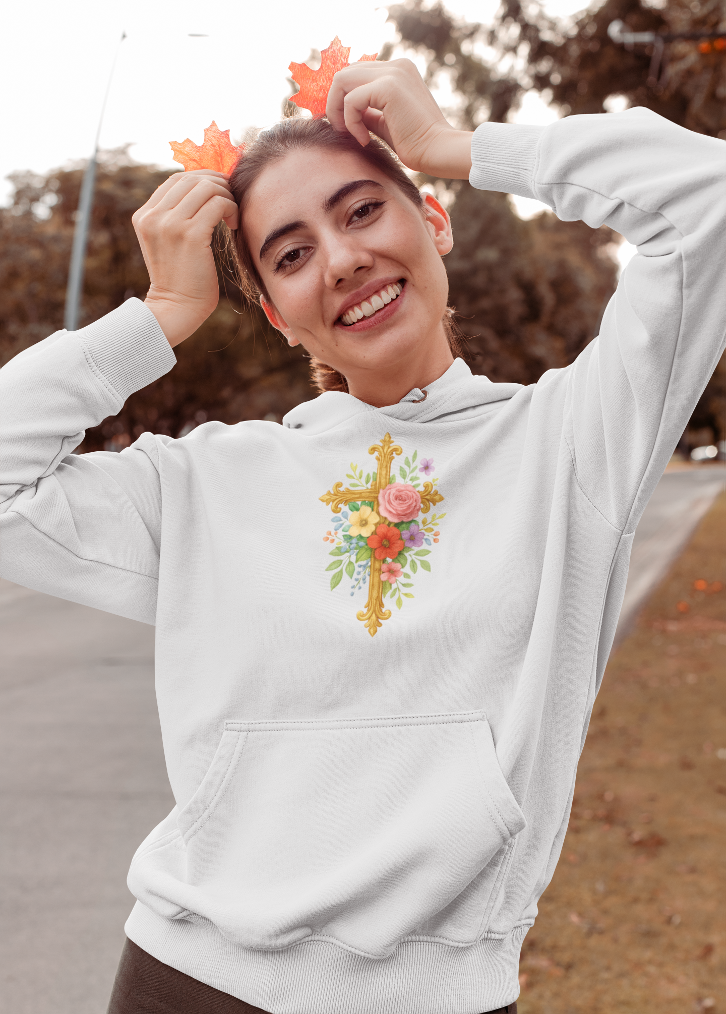Floral Cross Women’s Hoodie – Wrapped in His Love