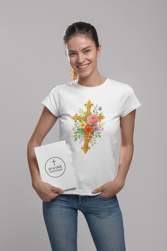 Floral Cross Women’s Favorite Tee – Faith in Full Bloom