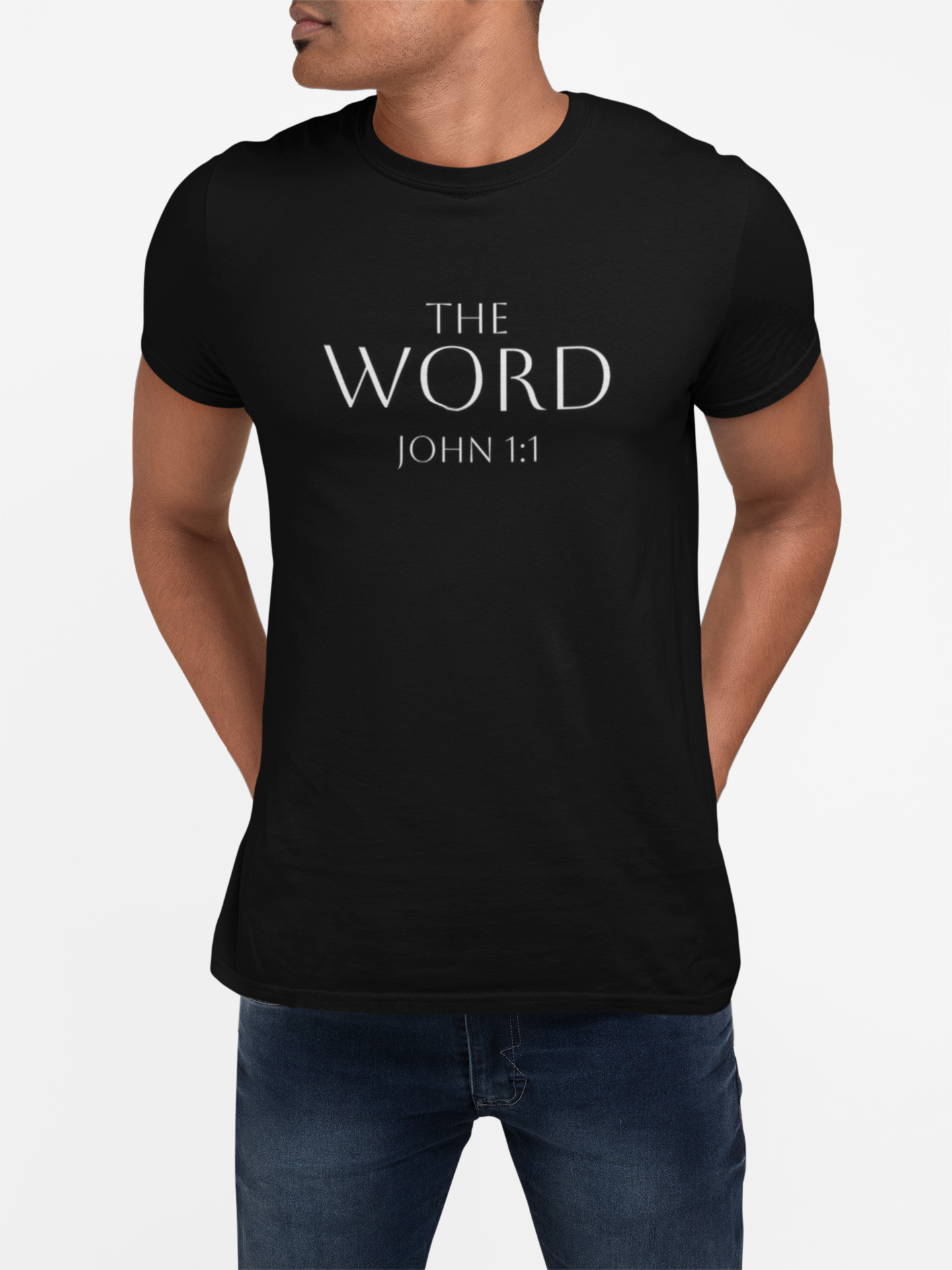 “The Word Eternal” – Men’s Christian Tee with John 1:1 Scripture - White Lettering