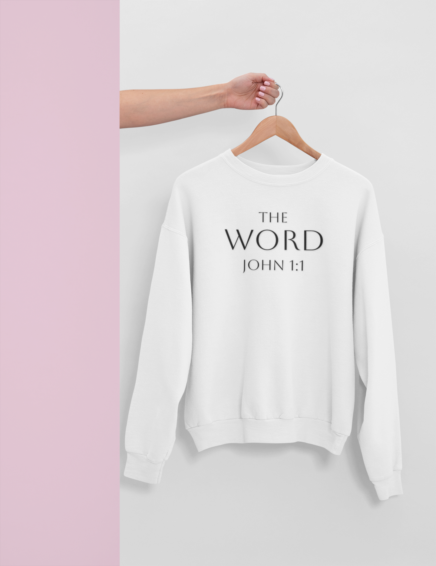 “The Word Eternal” – Men’s Christian Sweatshirt with Bold Dark Lettering (John 1:1)