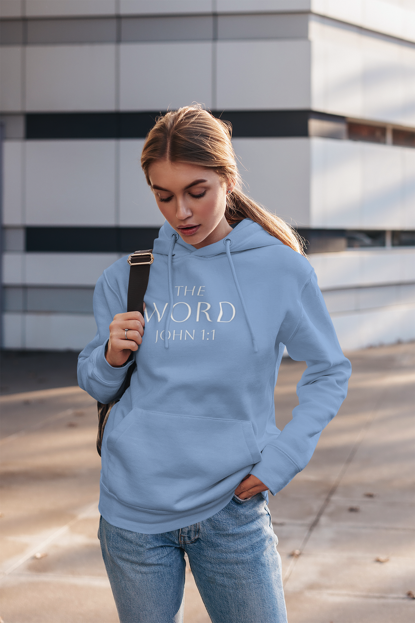 “The Word Eternal” – Women’s Christian Hoodie with White Lettering (John 1:1)