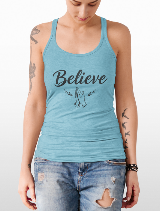 Believe in Christ – Women’s Christian Tank Top with Romans 10:9