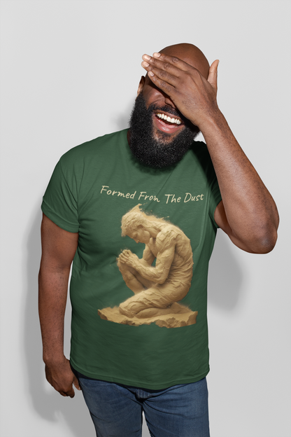Formed from the Dust | Men’s Christian T-Shirt with Genesis 2:7 (Light Lettering)