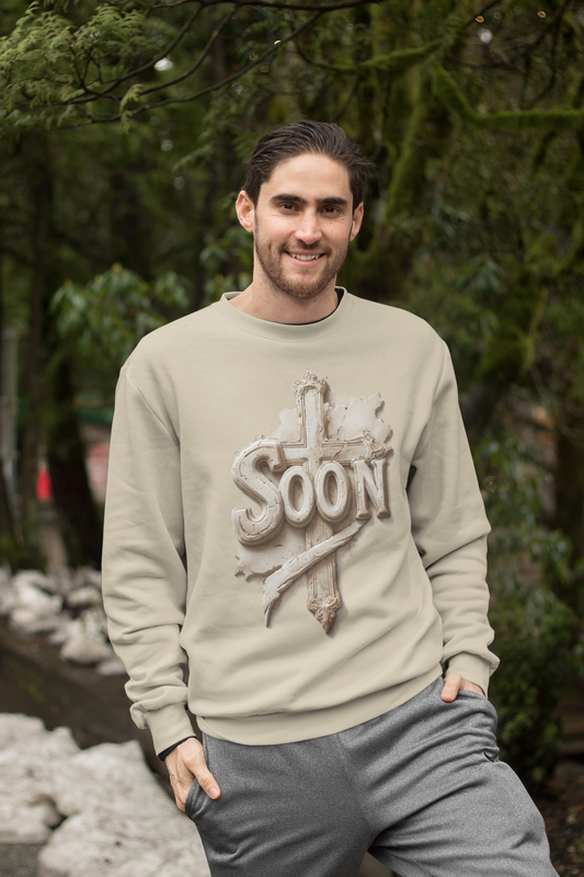 “Soon” Cross Men’s Christian Sweater – Living Testimony