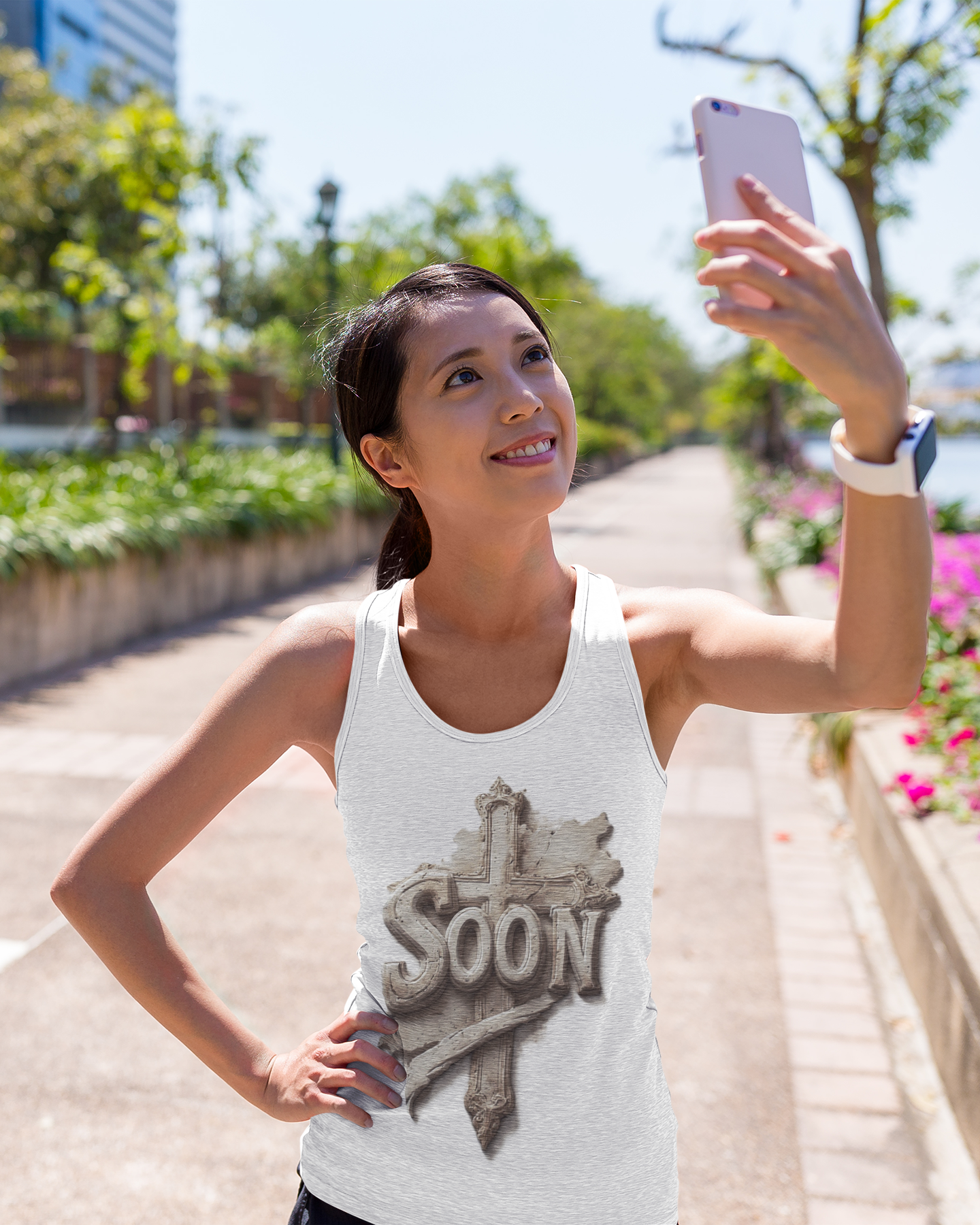 “Soon” Cross Women’s Racerback Tank – Bold & Active Faith