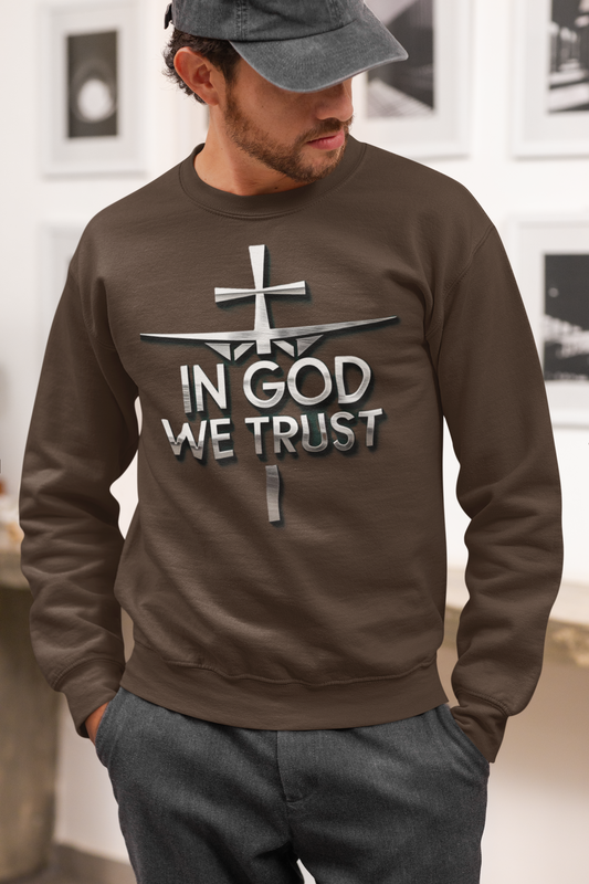 In God We Trust | Men’s Christian Sweatshirt with Scripture Back Print