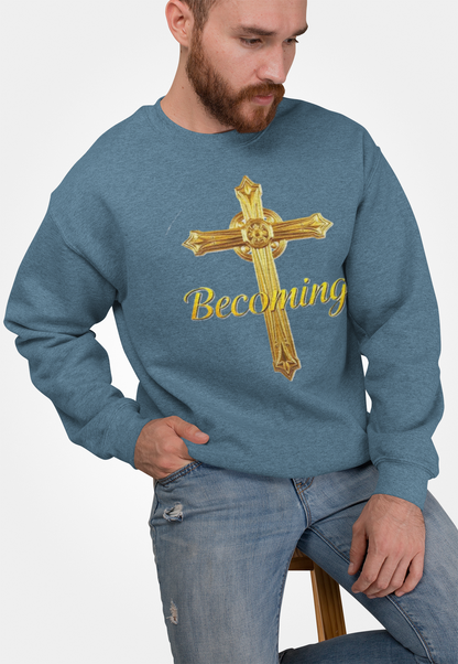 Becoming Men’s Faith Sweatshirt – Light Lettering (Philippians 1:6)