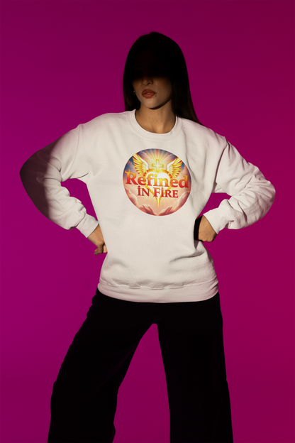 Women’s “Refined in Fire” Christian Sweatshirt – Bold Flame Design Pullover