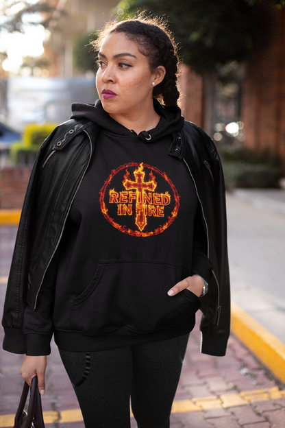 Women’s “Refined in Fire” Christian Hoodie – Flame Design Faith Pullover