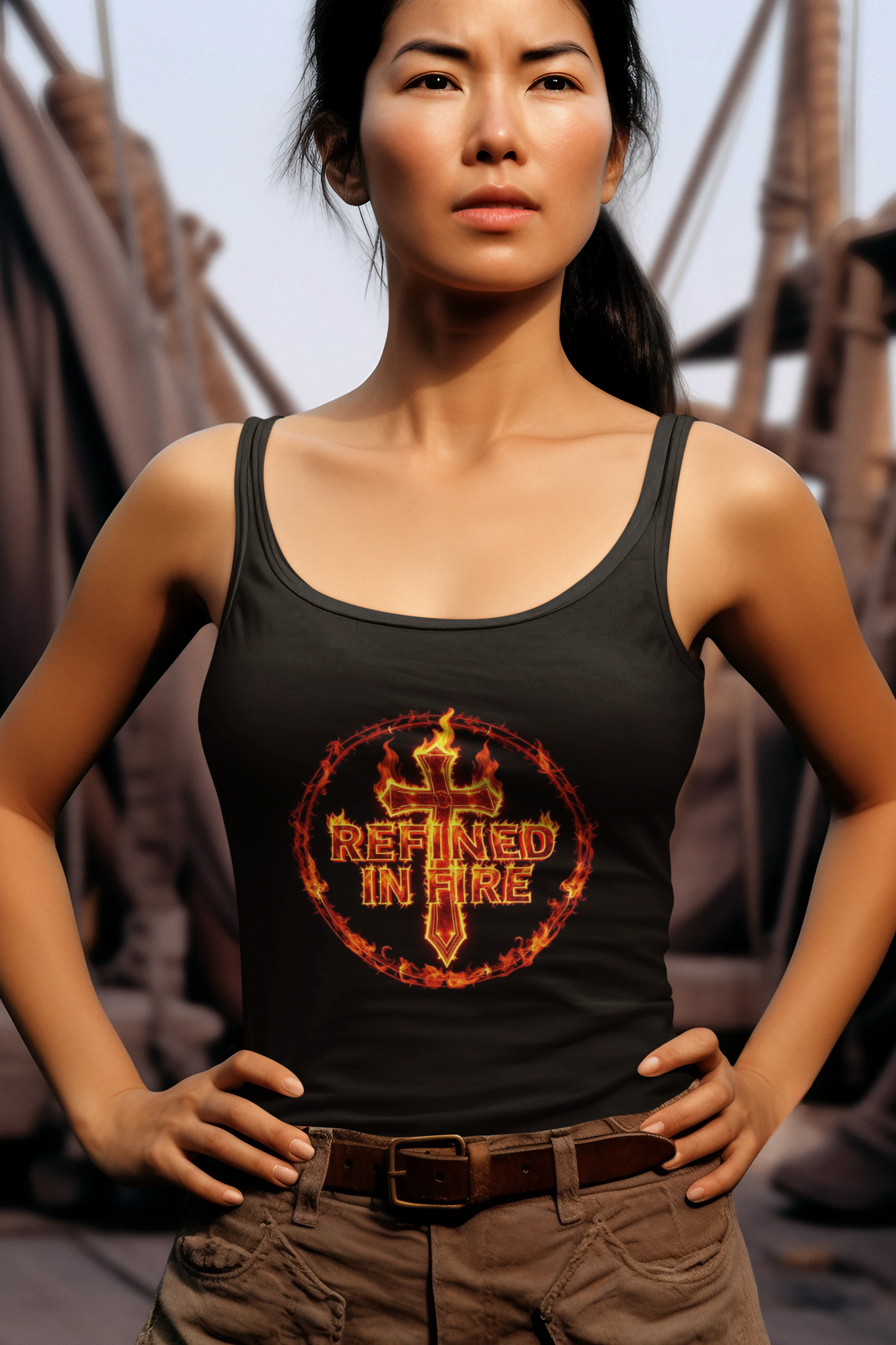 Refined in Fire Women’s Racerback Tank – Tested, Strong, Unshaken